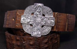 Славянские Руны (серебро) - ремень из кожи крокодила и серебра.