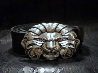 Серебряный Лев - ремень с рычащим львом на бронзовой пряжке