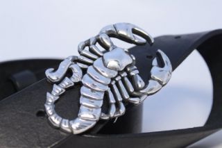 Черный скорпион - ремень ручной работы с пряжкой в форме скорпиона.